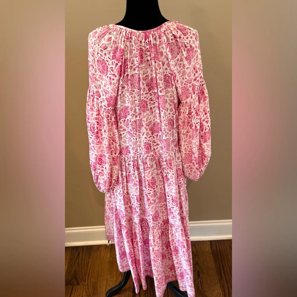 Women’s NATALIE MARTIN Briana dress- pink/white 100% silk. Size small - Picture 7 of 11